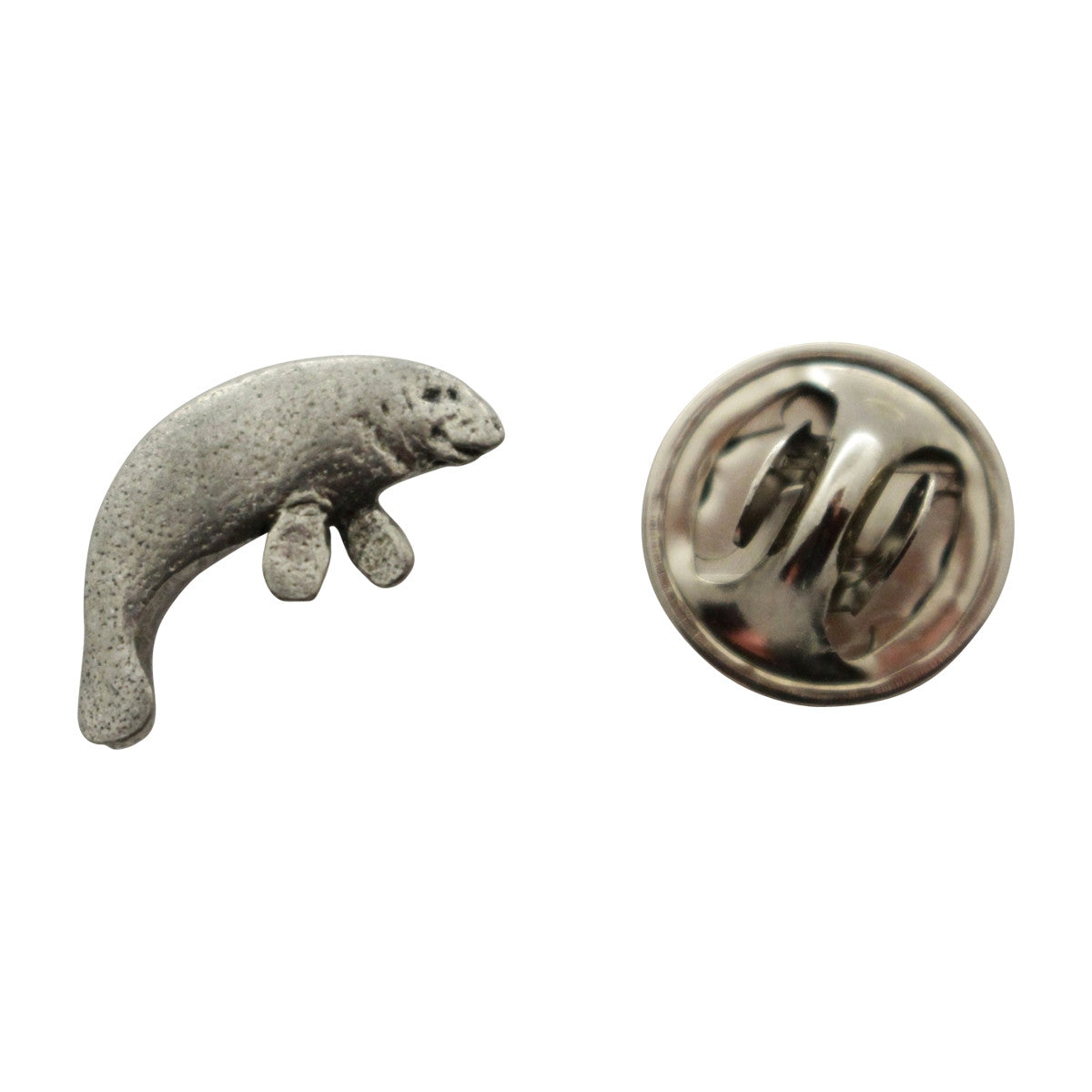 Manatee Mini Pin ~ Antiqued Pewter ~ Miniature Lapel Pin ~ Sarah's Treats & Treasures